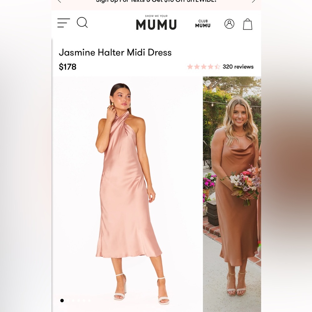 Show Me Your Mimi Rose Gold Halter Midi Dress